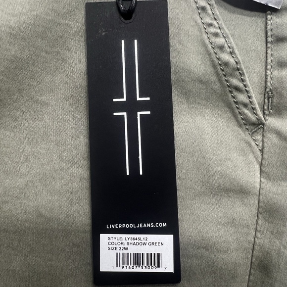 Liverpool Cargo Trouser Women 22W Army Green Zip Hem Joggers Utility Pockets - Picture 12 of 12